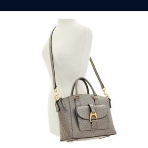 Dooney & Bourke New Ostrich Leather pewter satchel